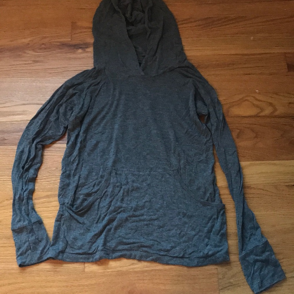 Grey long sleeve shirt with hood